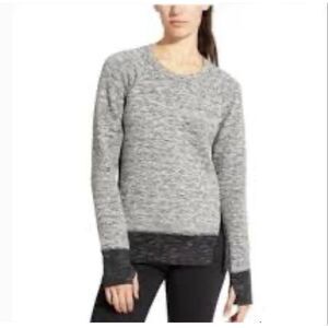 Athleta XL marbled black white long sleeve zippered sides sweatshirt